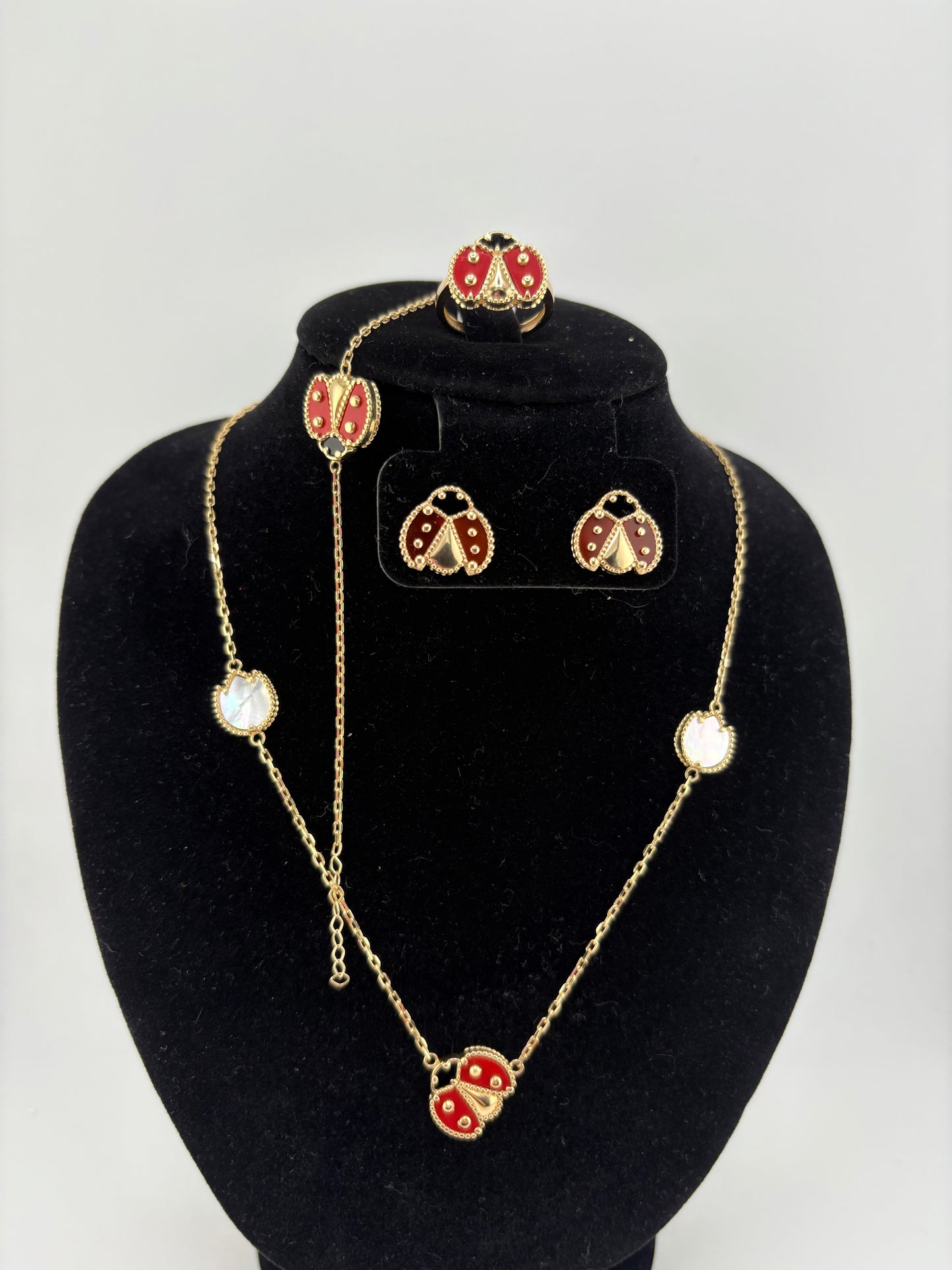 14K Necklace Ladybug Set