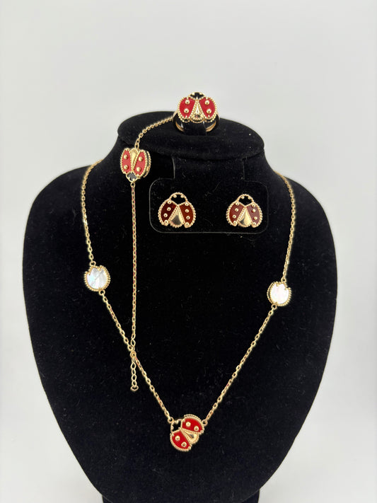 14K Necklace Ladybug Set